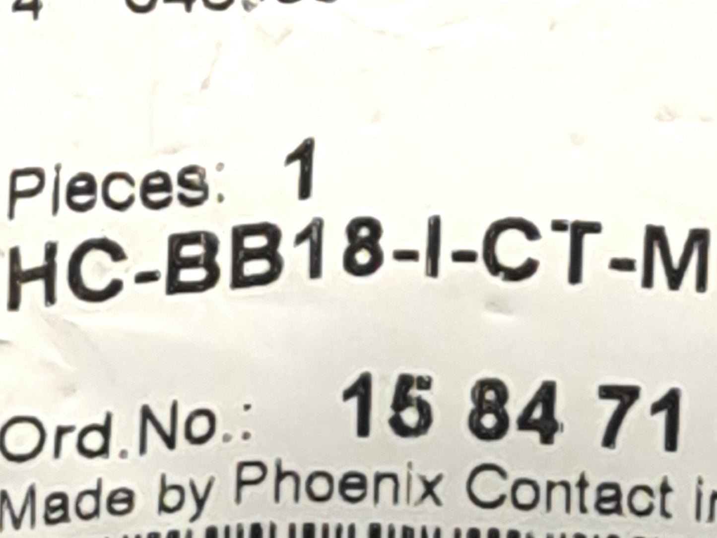 New Phoenix Contact HC-BB18-I-CT-M 1584716 Contact Insert, 18-Pos, 500V, 16A