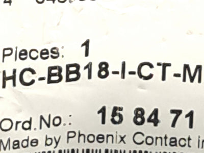 New Phoenix Contact HC-BB18-I-CT-M 1584716 Contact Insert, 18-Pos, 500V, 16A