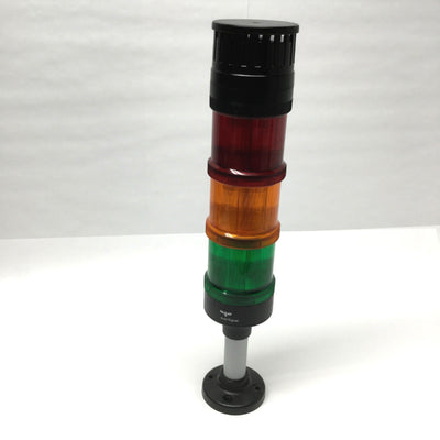 Used Auer XLL Steady Light Signal Tower Stack Red/Amber/Green w/XDE Piezo Alarm 120V
