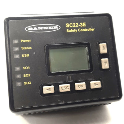 Used Banner Engineering SC22-3E Safety Controller w/ Ethernet 24v DC, 22 Inputs