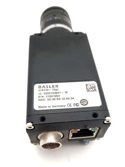 Used Basler scA640-70gc Industrial GigE Color Camera 12-24VDC 12 Bits 658x492 Pixels