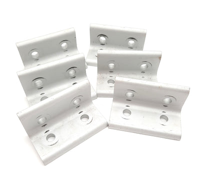 Used Lot of 6 80/20 4303 Aluminum Extrusion Inside 90 Degree Corner Brackets, 4-Hole