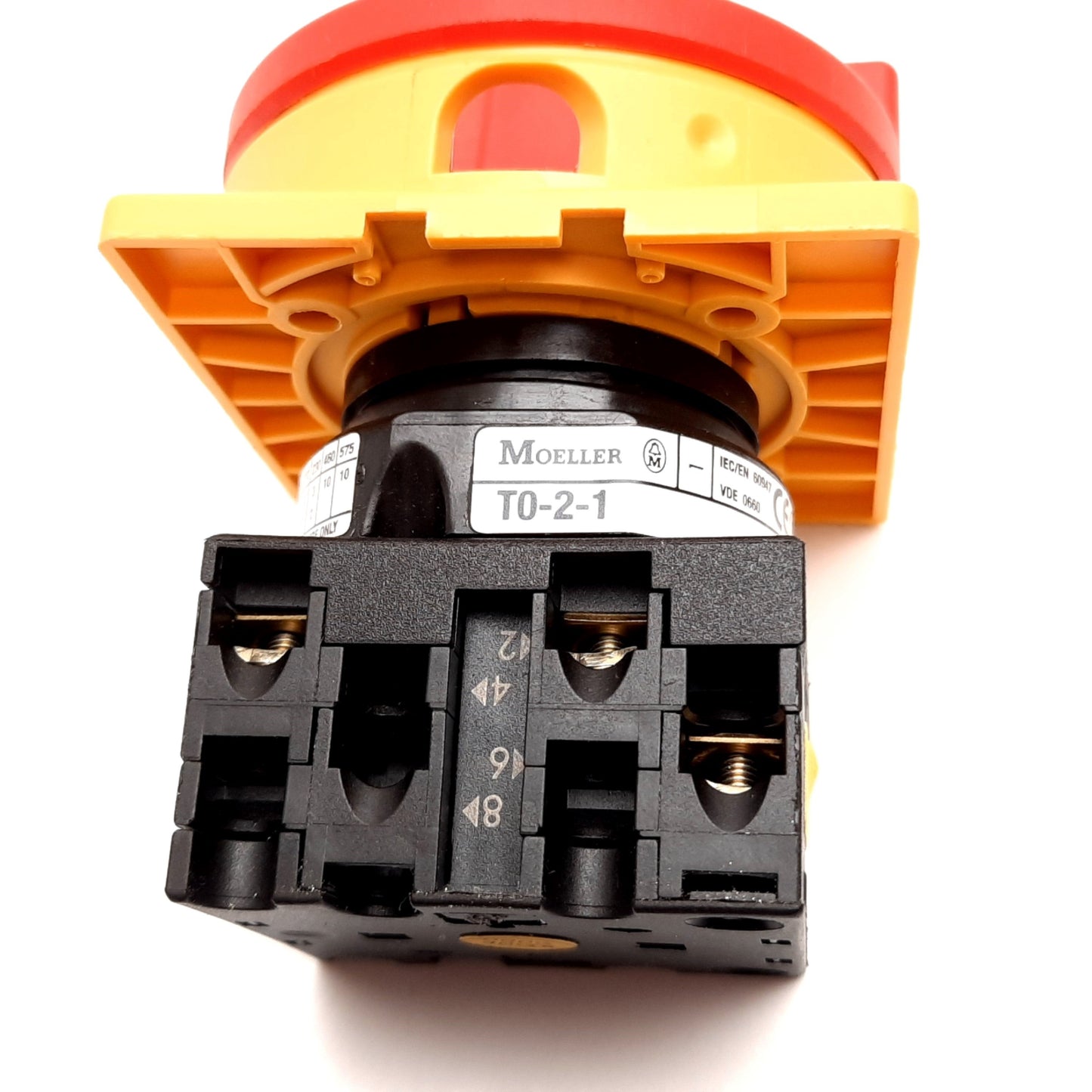 Used Moeller T0-2-1 Main Power ON-OFF Disconnect Switch, 3-Pole, Rating: 600VAC 20A