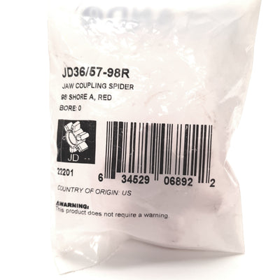 New Ruland JD36/57-98R Flexible Jaw Coupling Spider Insert, 2-1/4" OD, 410 In-Lbs