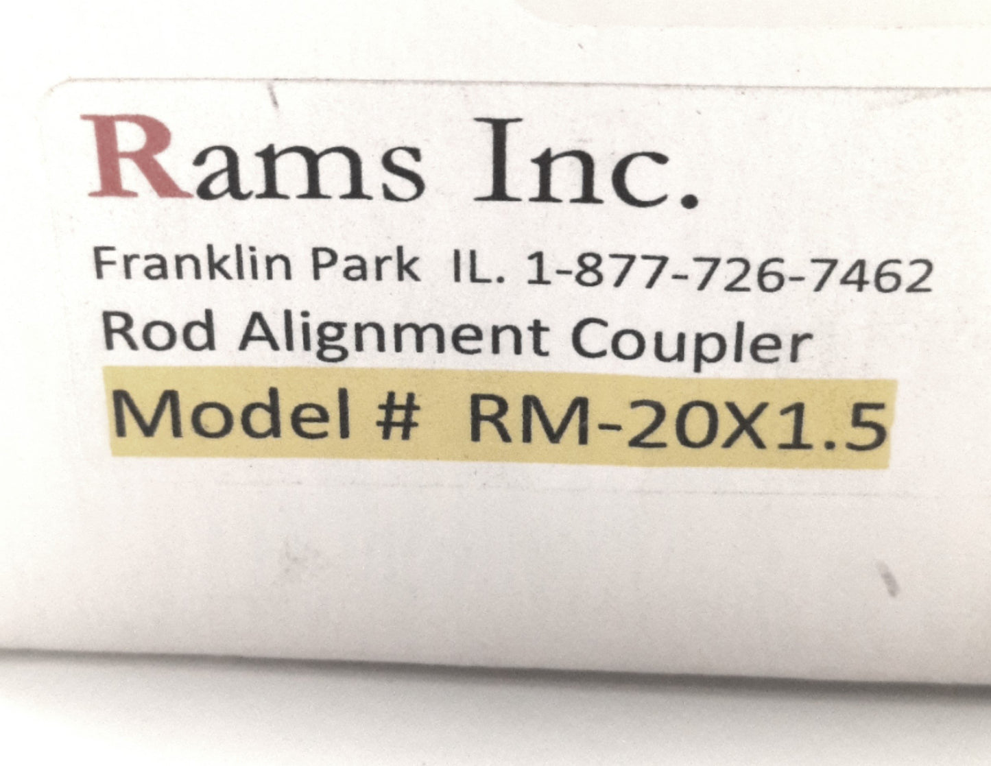 New – Open box Rams Products Inc RM-20X1.5 Rod Alignment Coupler M20x1.5mm Thread, Male-Female