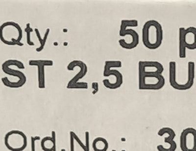 New Lot of 50 Phoenix Contact STS 2.5 BU 3036408 Terminal Blocks, 24A, 800V, 1-Pole