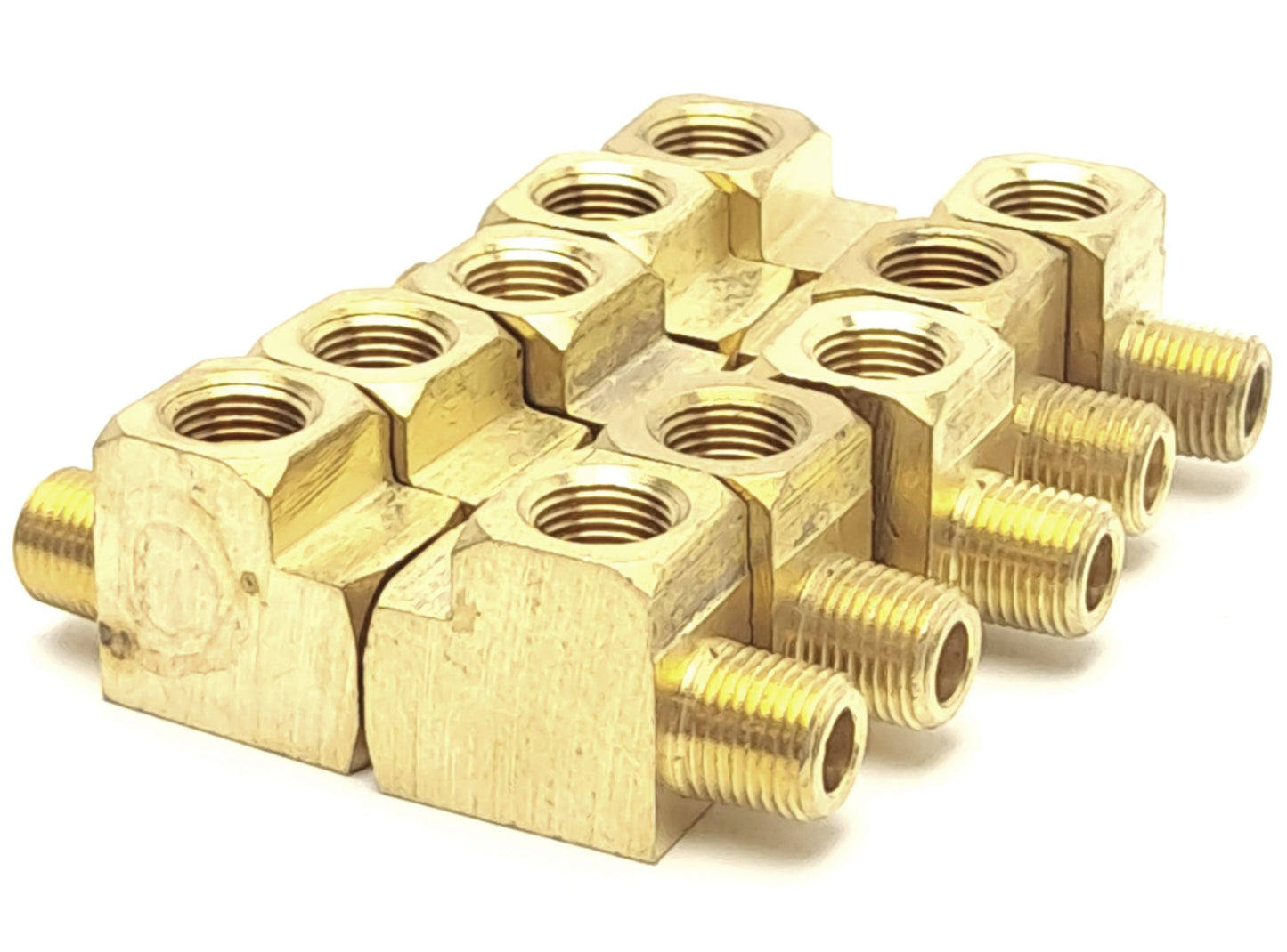 Used Lot of 10 Robo-Fit 127A-A 130339 Brass Tee Fitting, 1/8" Thread, 2 Fem/1 Male