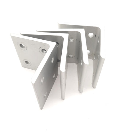Used Lot of 4 80/20 4304 Aluminum Inside 90° Corner Brackets, 8-Hole, 15 Series