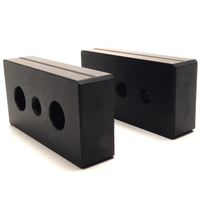 New – Open box Lot of 2 80/20 40-2130-Black 3-Hole Center Tap Base Plate, M10/M8, 40x80mm