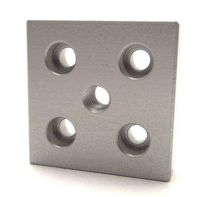 New – Open box Lot of 2 80/20 2131 Center Tap Base Plate 5-Hole, 2"x2", 3/8-16 Thread