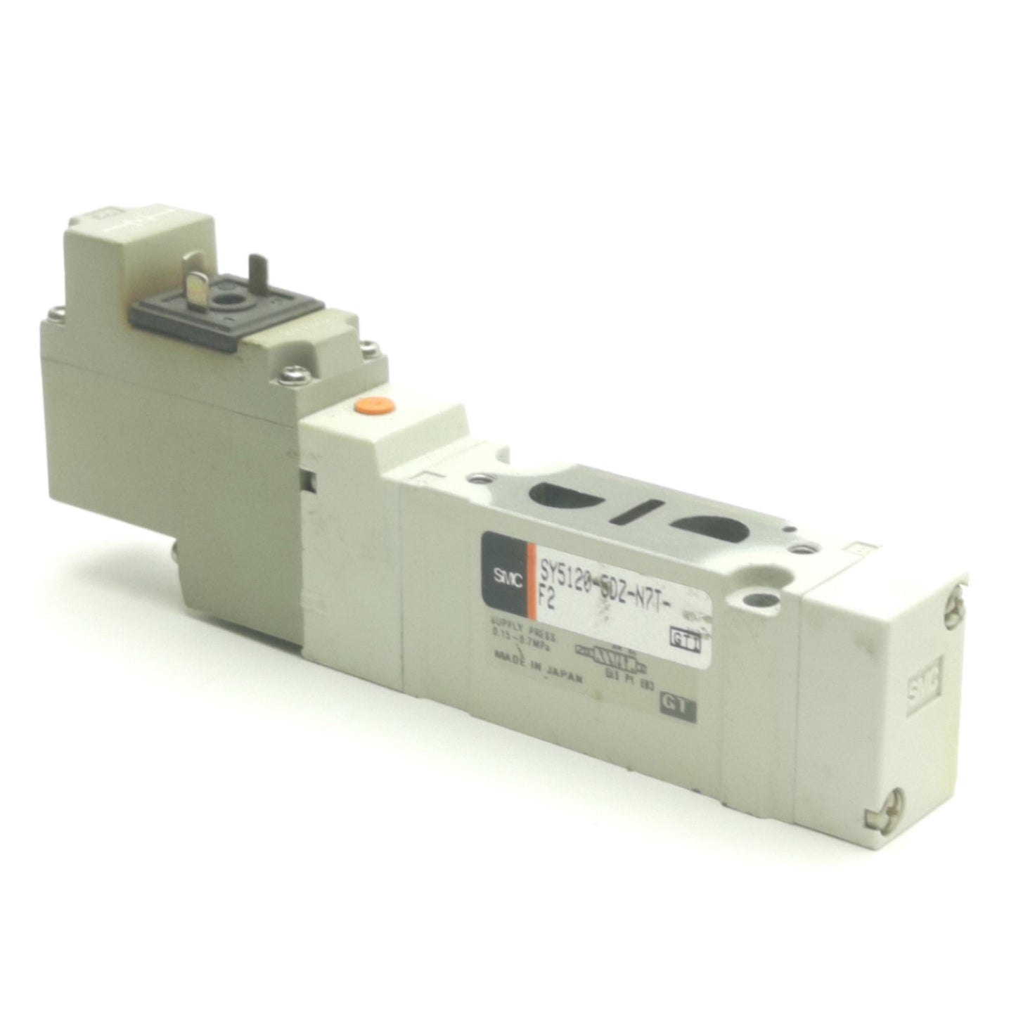 Used SMC SY5120-5DZ-N7T-F2 Solenoid Valve, 2-Position 5-Port, 24VDC Coil, 0.15-0.7MPa