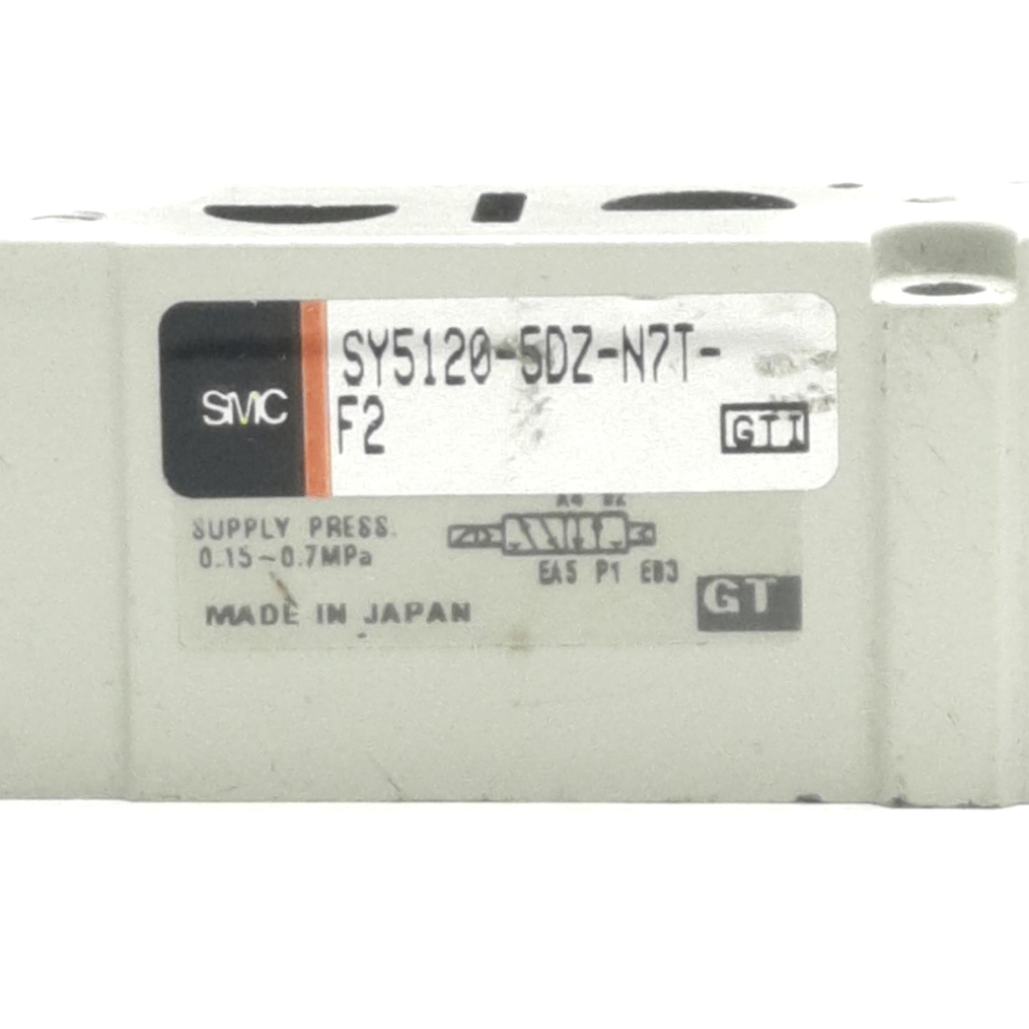 Used SMC SY5120-5DZ-N7T-F2 Solenoid Valve, 2-Position 5-Port, 24VDC Coil, 0.15-0.7MPa