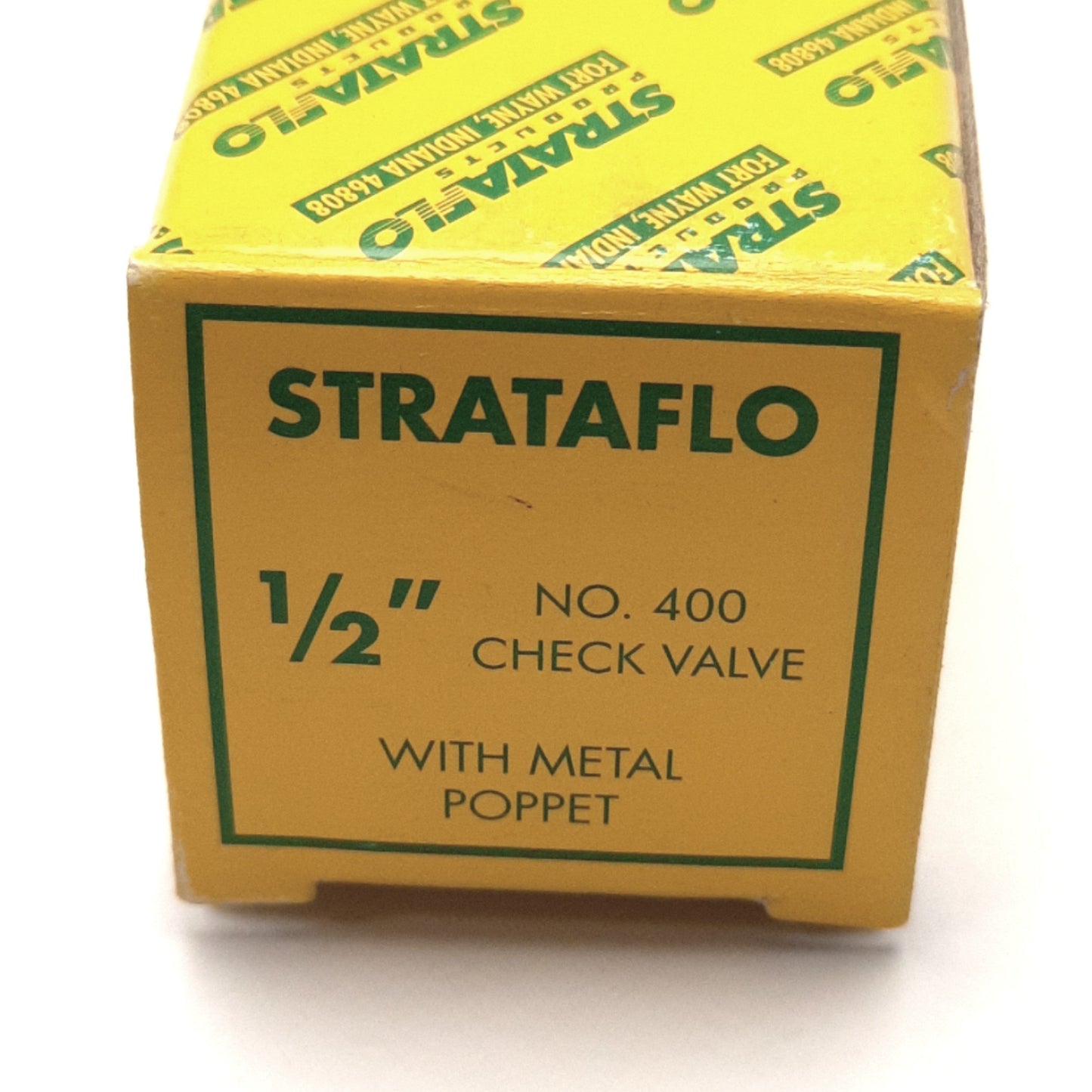 New – Open box Strataflo 400-050 NO. 400 Check Valve 1/2" NPTF, 3GPM Flow Rate, 400Psi