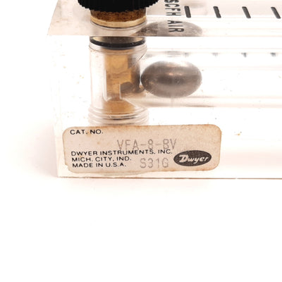 Used Dwyer VFA-8-BV Flowmeter, Range: 10-100 SCFH Air, Pressure: 100psi Max, 1/8" NPT