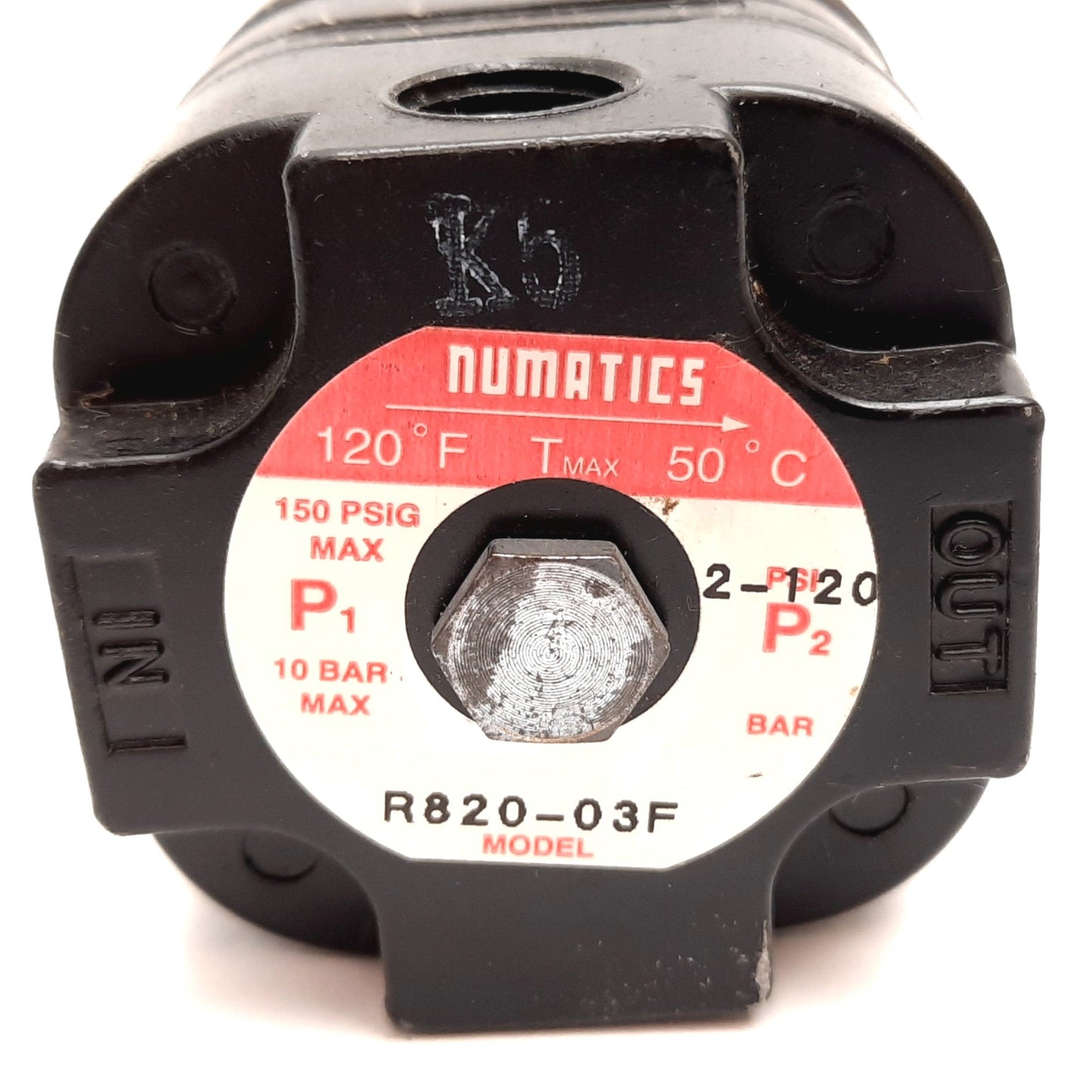 Used Numatics R820-03F Precision Regulator, In: 150psi Max, Set: 2-120psi, 3/8" NPT