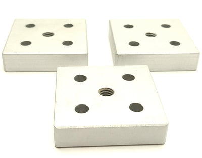 Used Lot of 3 80/20 2127 10-Series 5-Hole Center Tap Base Plates, 5/16-18 Thread