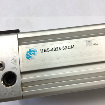 Used Bimba UBS-4028-3XCM Ultran Rodless Cylinder Linear Slide 40mm Bore, 28" Stroke