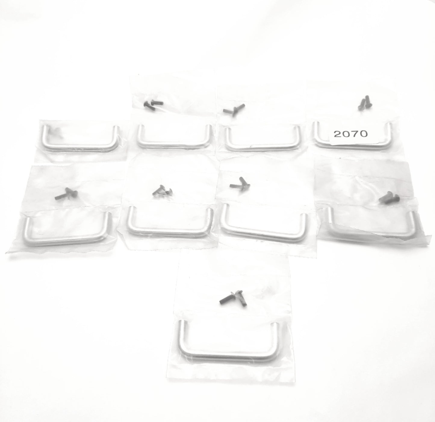 New – Open box Lot of 9 80/20 2070 Steel Door Handles, 8-32 x 0.500 Thread, 3.300" x 1.230"