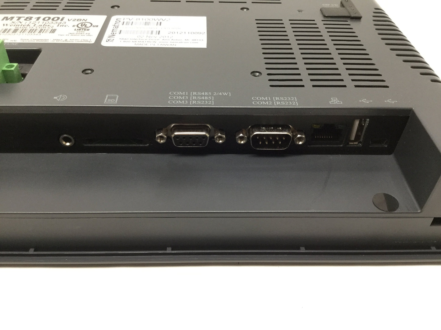 Used Weintek MT8100i HMI Operator Panel 10" Color TFT, 800 x 480, USB/Ethernet/COM