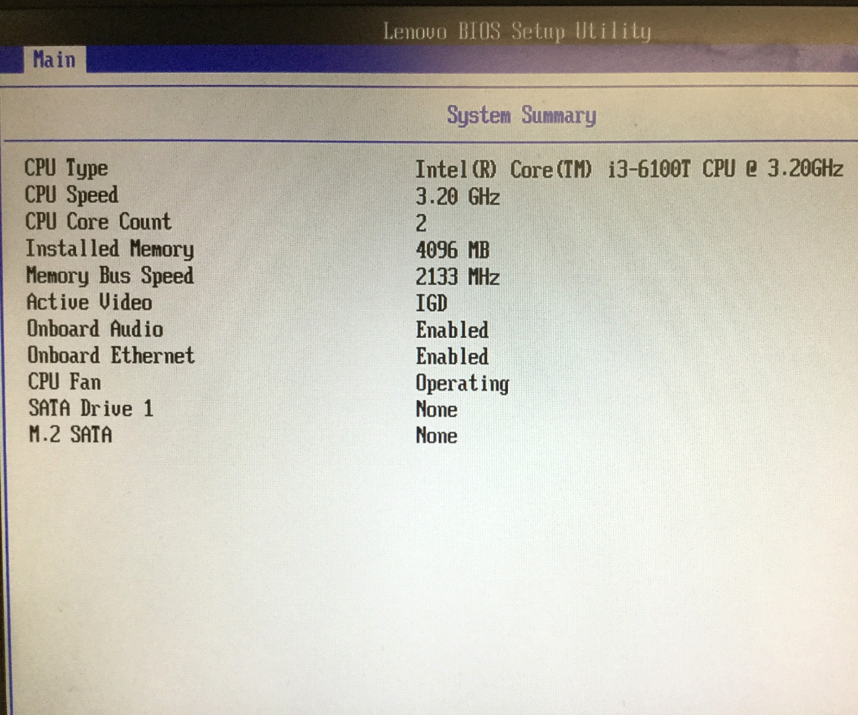Lenovo ThinkCentre M700 Tiny Desktop Computer i3-6100T 3.2GHz 4GB