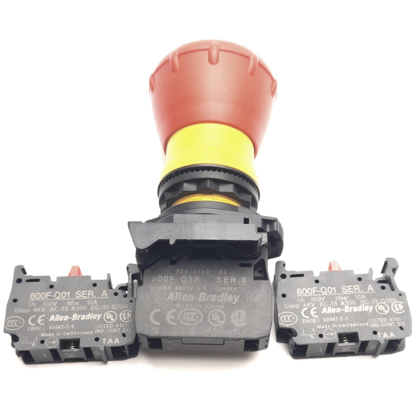 Used Allen Bradley 800FP-LMT44 Illuminated Emergency E-Stop LED Pushbutton 2NC