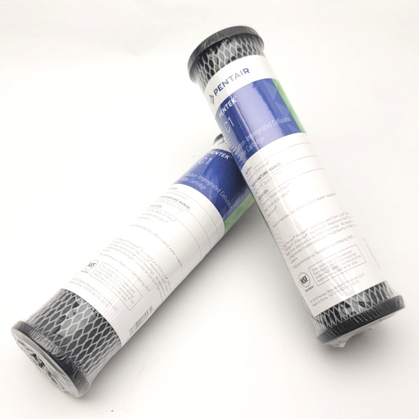 Used Lot Of 2 Pentair Pentek C1 Carbon Impregnated Filter Cartridges 5µ 2.88" x 9.75"