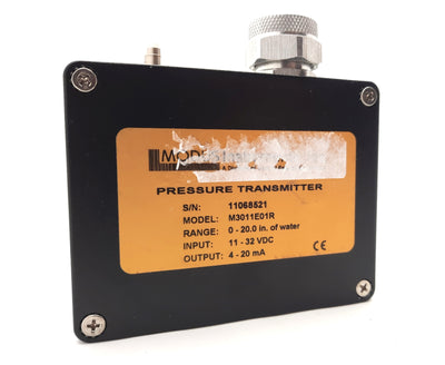Used Modus Instruments M3011EO1R Pressure Transmitter Range 0-20" of water 12-32V