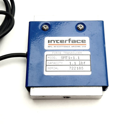 Used Interface SMT1-1.1 Load Cell S-Type, 1.1lbf, ñ0.05%, 2mV/V Output, 24v DC