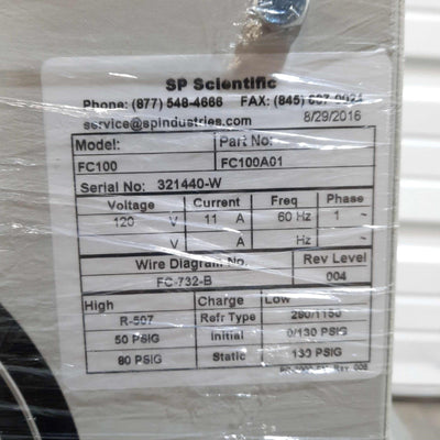 New SP Scientific FC100 FTS Flexi-Cool Immersion Cooler P2 Probe -100°C RS232 120VAC