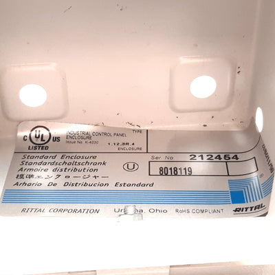 Used Rittal 8018119 Electrical Enclosure, Steel, 100mm x 100mm x 75mm, *Hole Added*