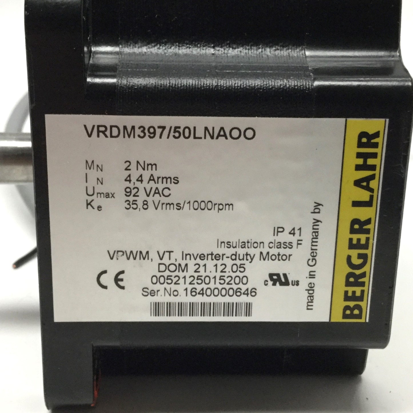 Used Berger Lahr VRDM397/50LNAOO 85mm Stepper Motor, 3-Phase, 92VAC from Ekra X5