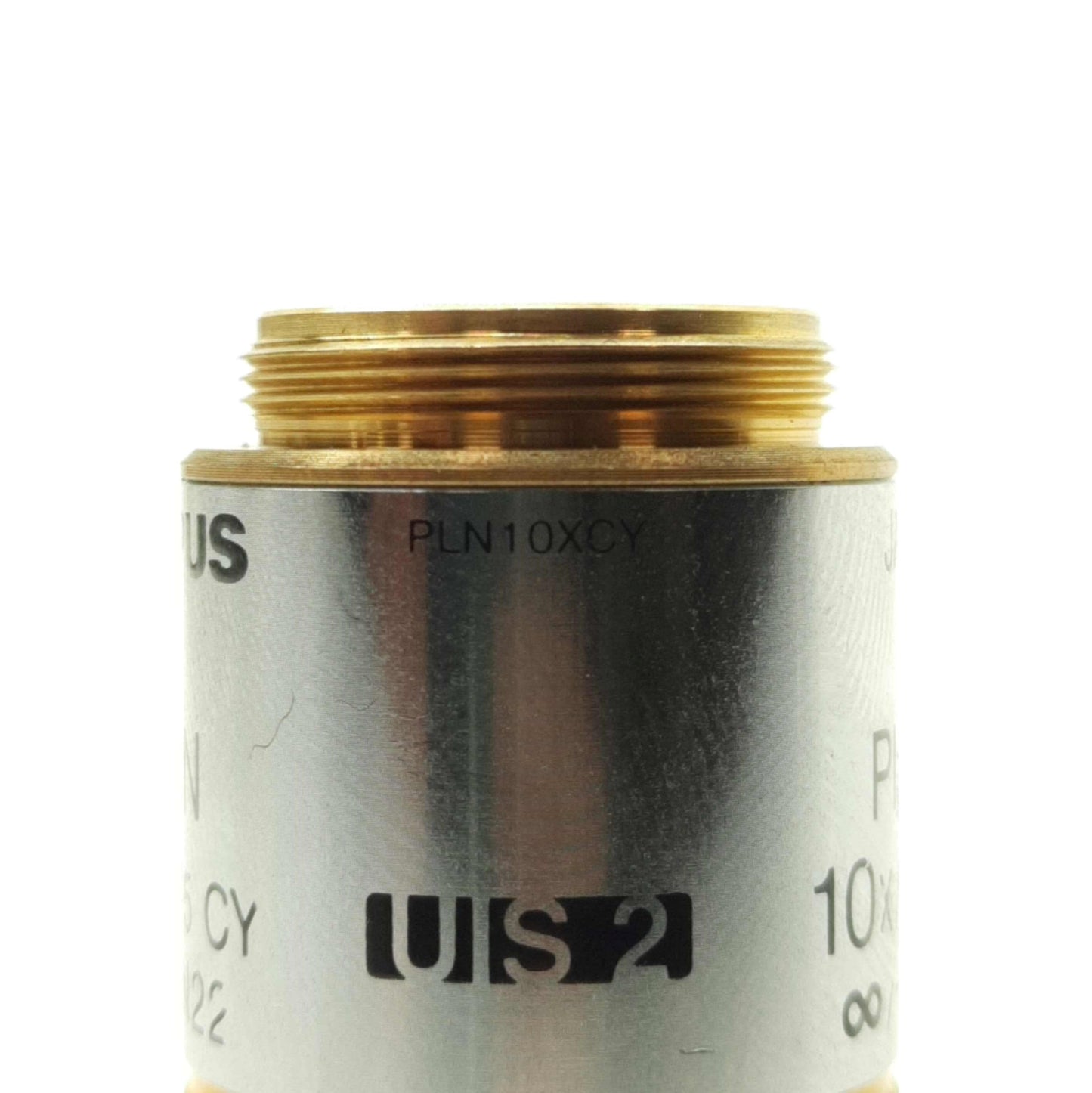 Used Olympus PLN10XCY Plan Achromatic Objective Lens 10X, 0.25 NA, 10.6mm WD, 22mm FN