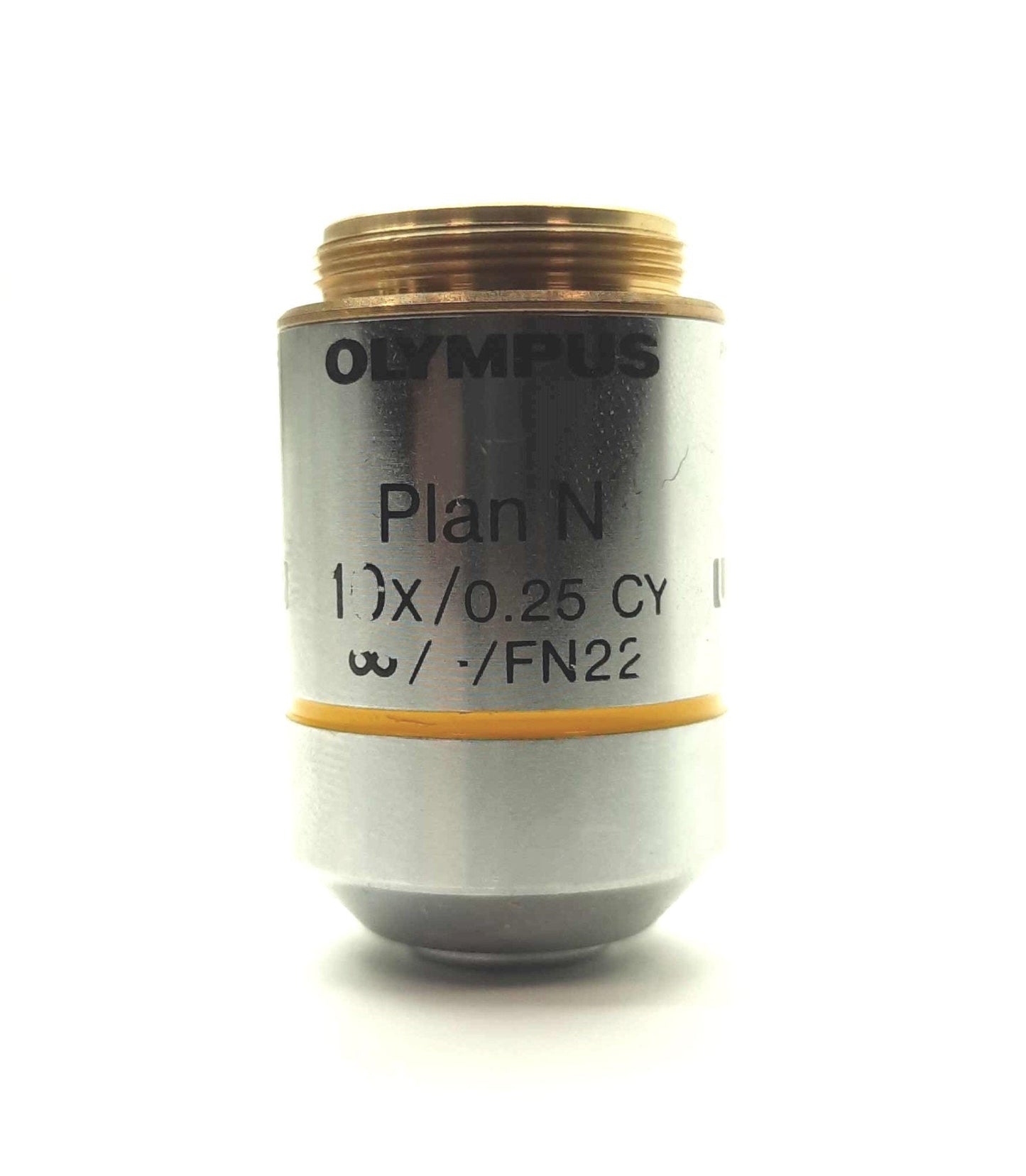 Used Olympus PLN10XCY Plan Achromatic Objective Lens 10X, 0.25 NA, 10.6mm WD, 22mm FN