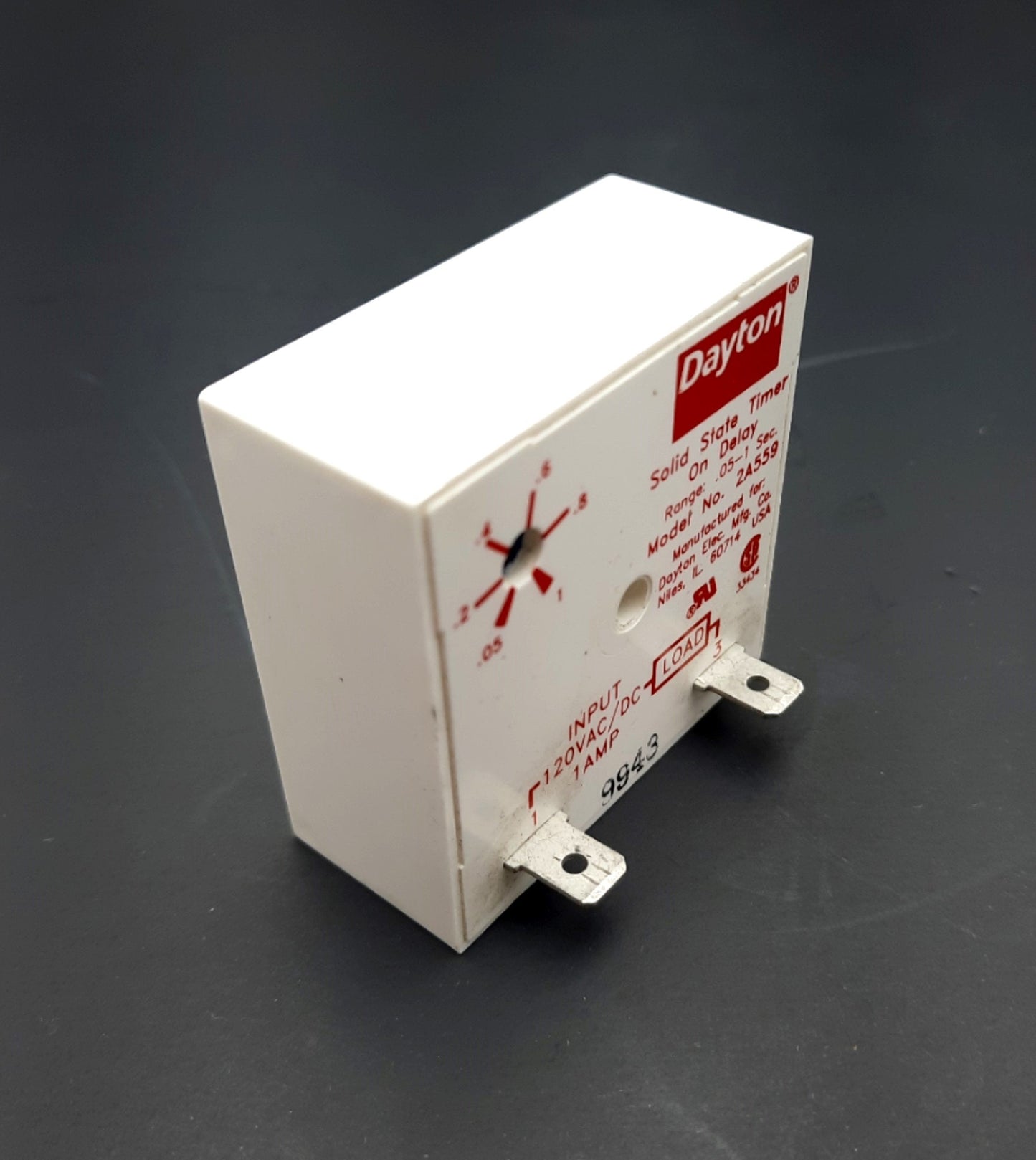 Used Lot of 2 Dayton 2A559 Single Function Encapsulated Timing Relay 12-48VDC 240VAC