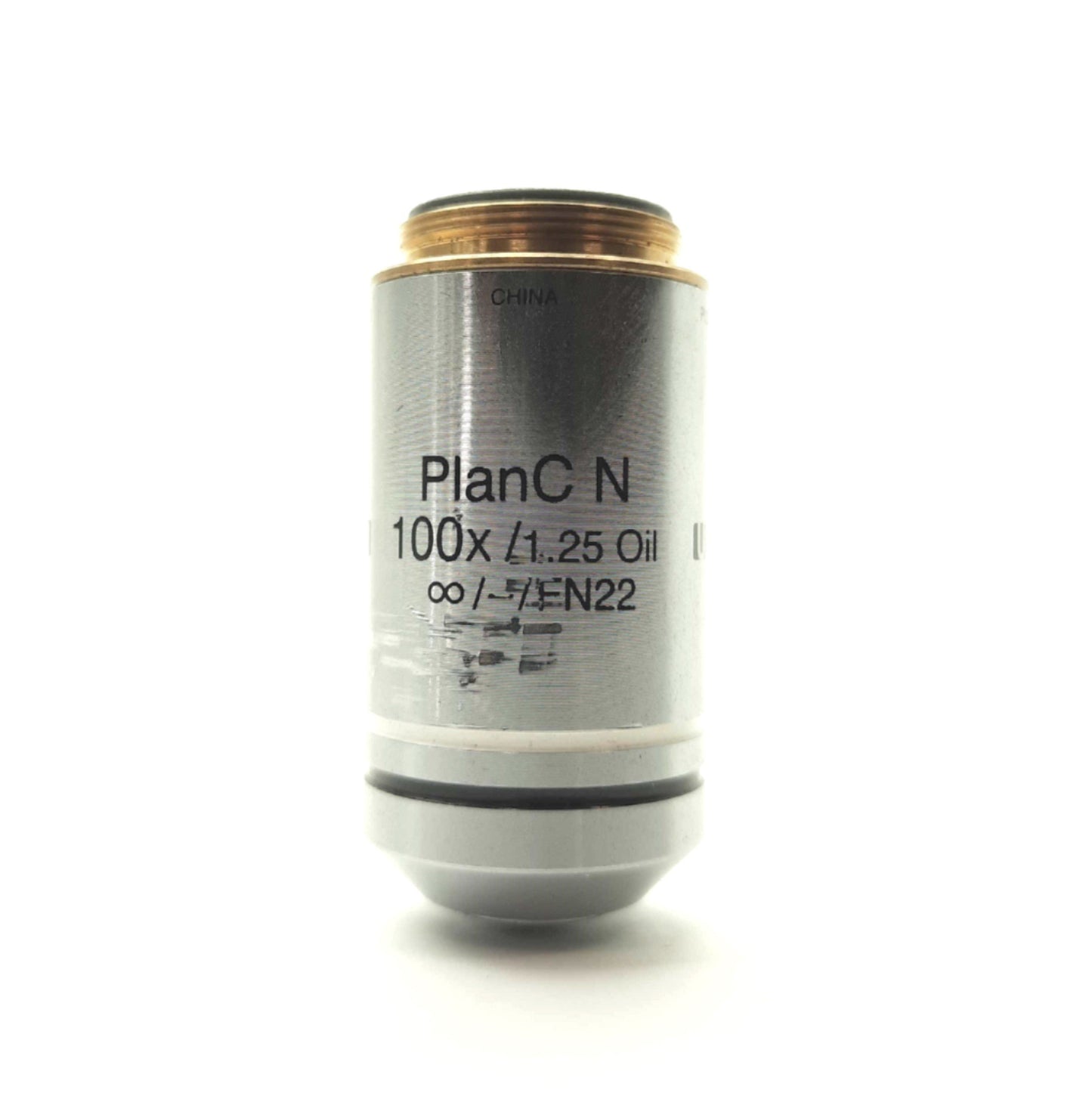 Used Olympus PLCN100XO Plan Achromat Objective Oil Lens, 100X, 1.25NA, .15mm WD