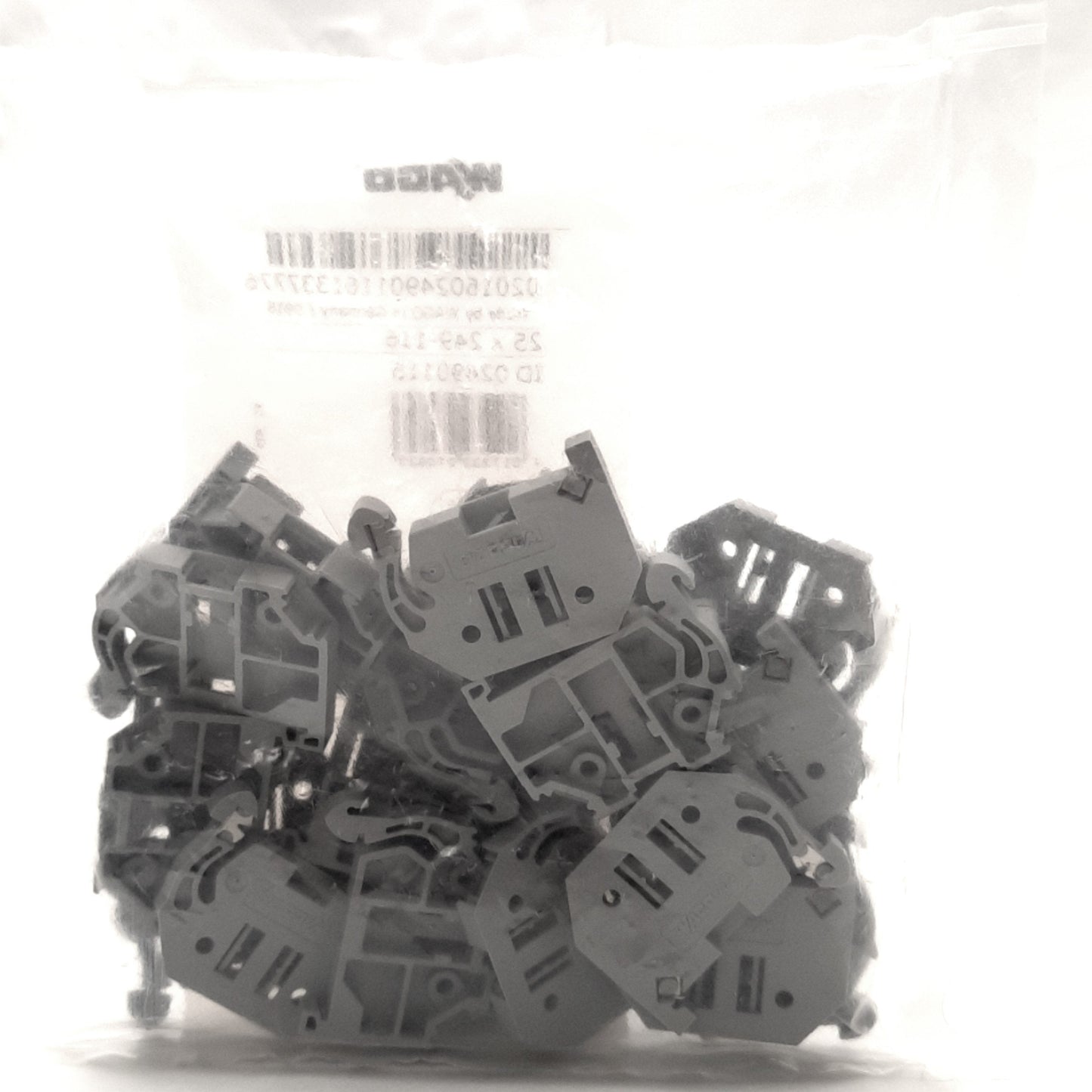 New Lot of 25 Wago 249-116 Terminal End Block Screwless Stop, 6mm Wide, Din Rail