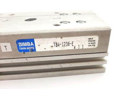 Used Bimba TBA-1230-E Pneumatic Linear Actuator Twin Bore 1.18" Stroke 140psi 10-32