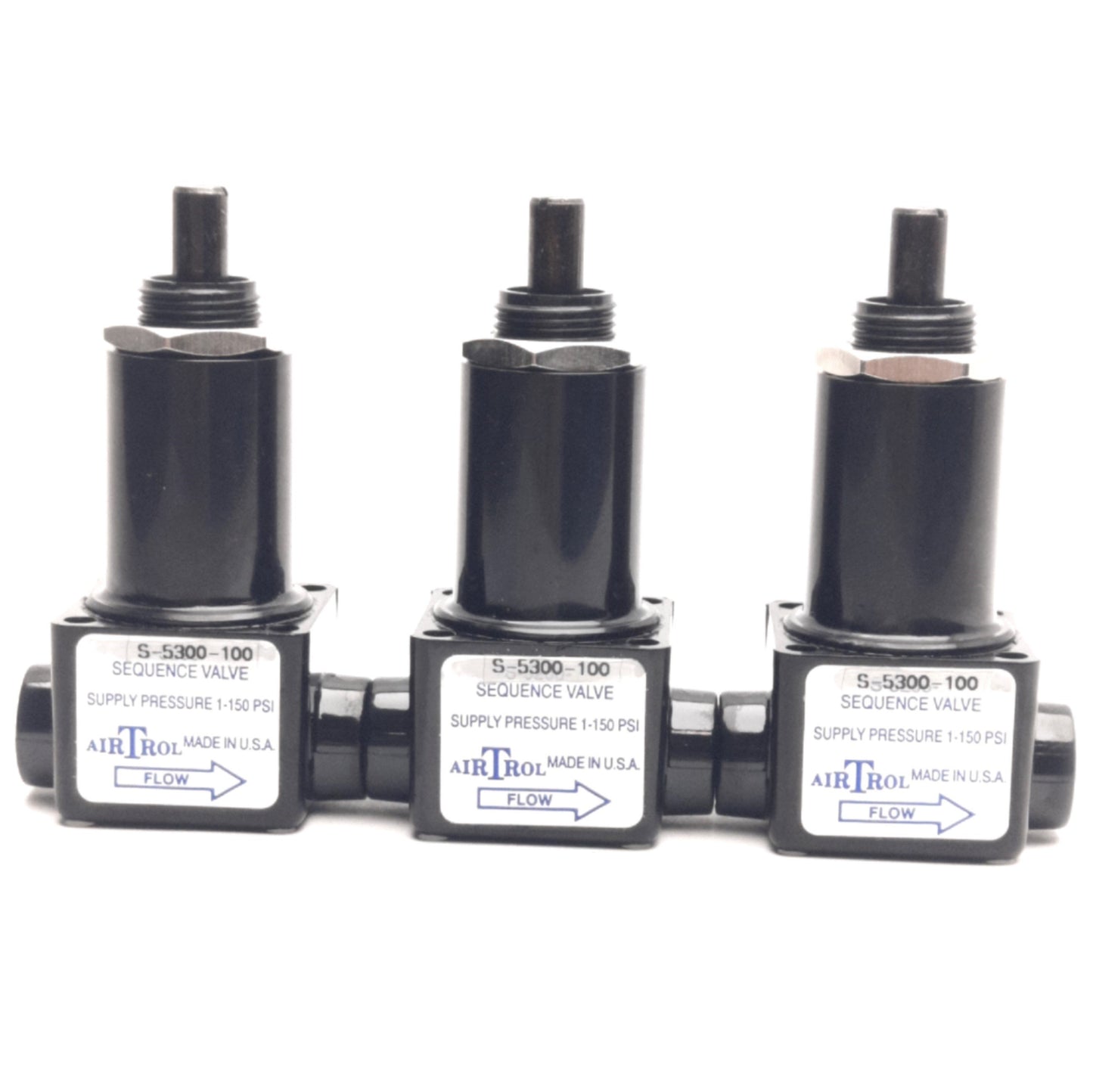 Used Lot of 3 AirTrol S-5300-100 Sequence Valve, Pressure Range: 1-150PSI, 1/8" NPT