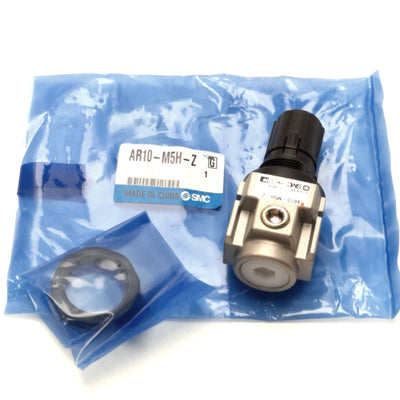 New SMC AR10-M5H-Z Relieving Regulator 0.05 - 0.7 MPa Set, M5 Ports, w/ Set Nut