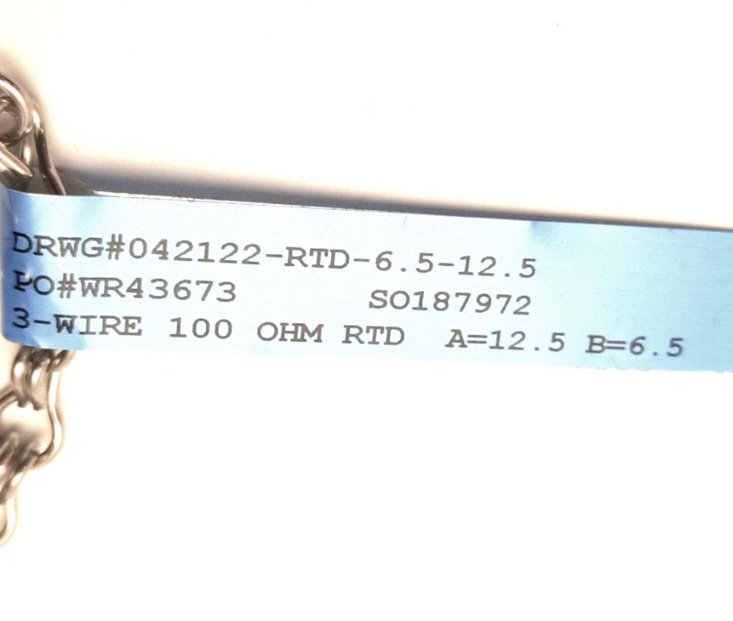 Used RTD-6.5-12.5 Industrial RTD w/ Head 90° 12.5" x 6.5", 1/4" Diameter, 3-Wire 100Ω