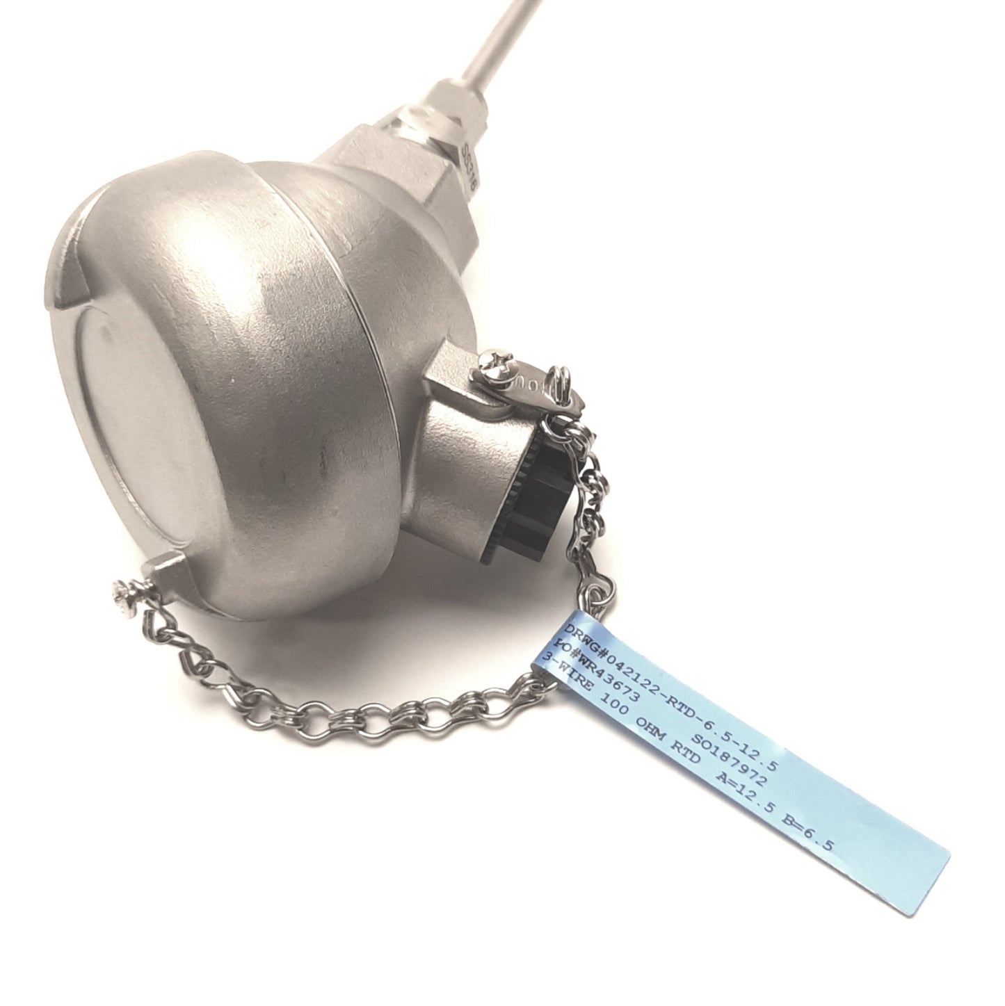 Used RTD-6.5-12.5 Industrial RTD w/ Head 90° 12.5" x 6.5", 1/4" Diameter, 3-Wire 100Ω