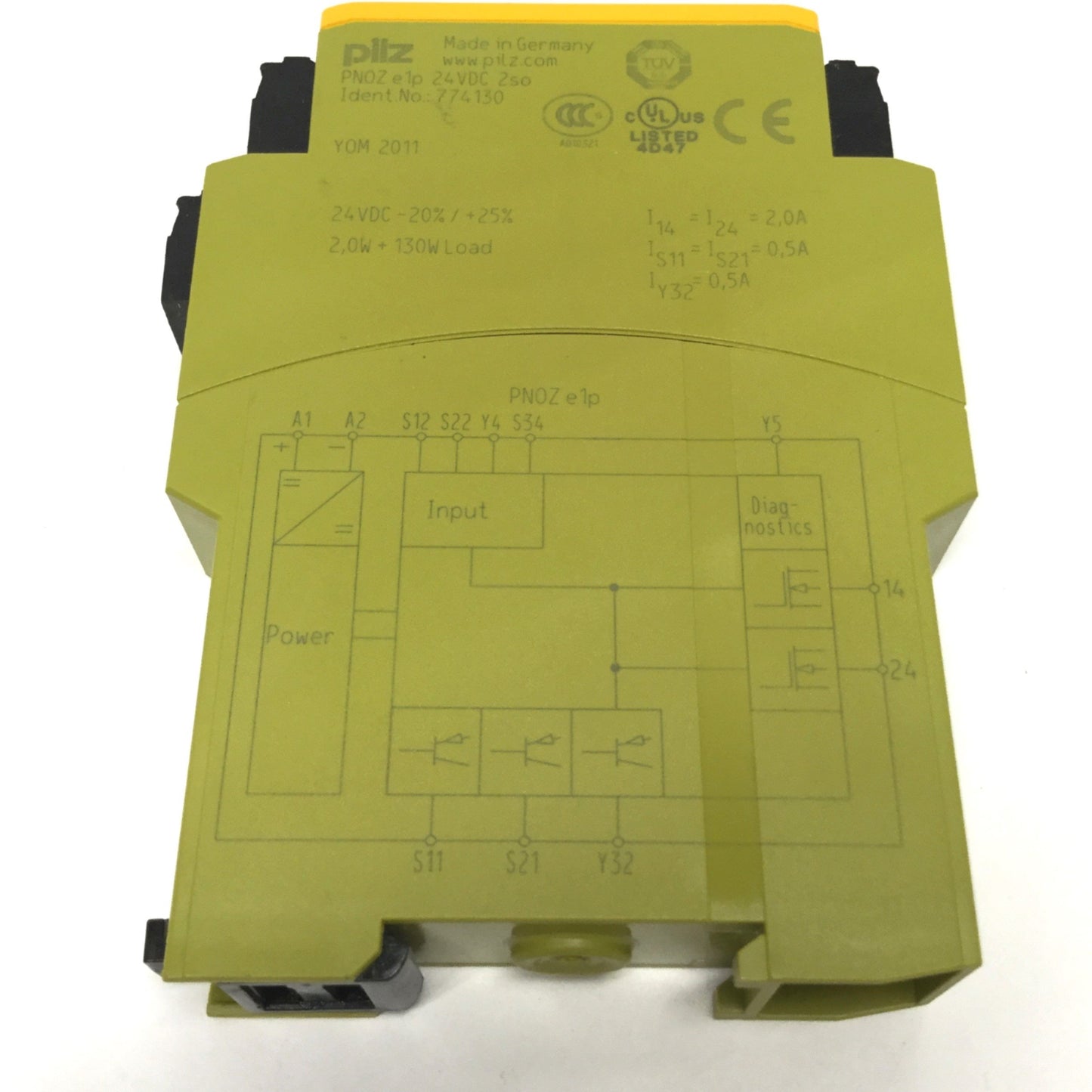 Used Pilz PNOZ e1p 24VDC 2so 774130 E-Stop Monitoring Safety Relay Module, 2-Channel