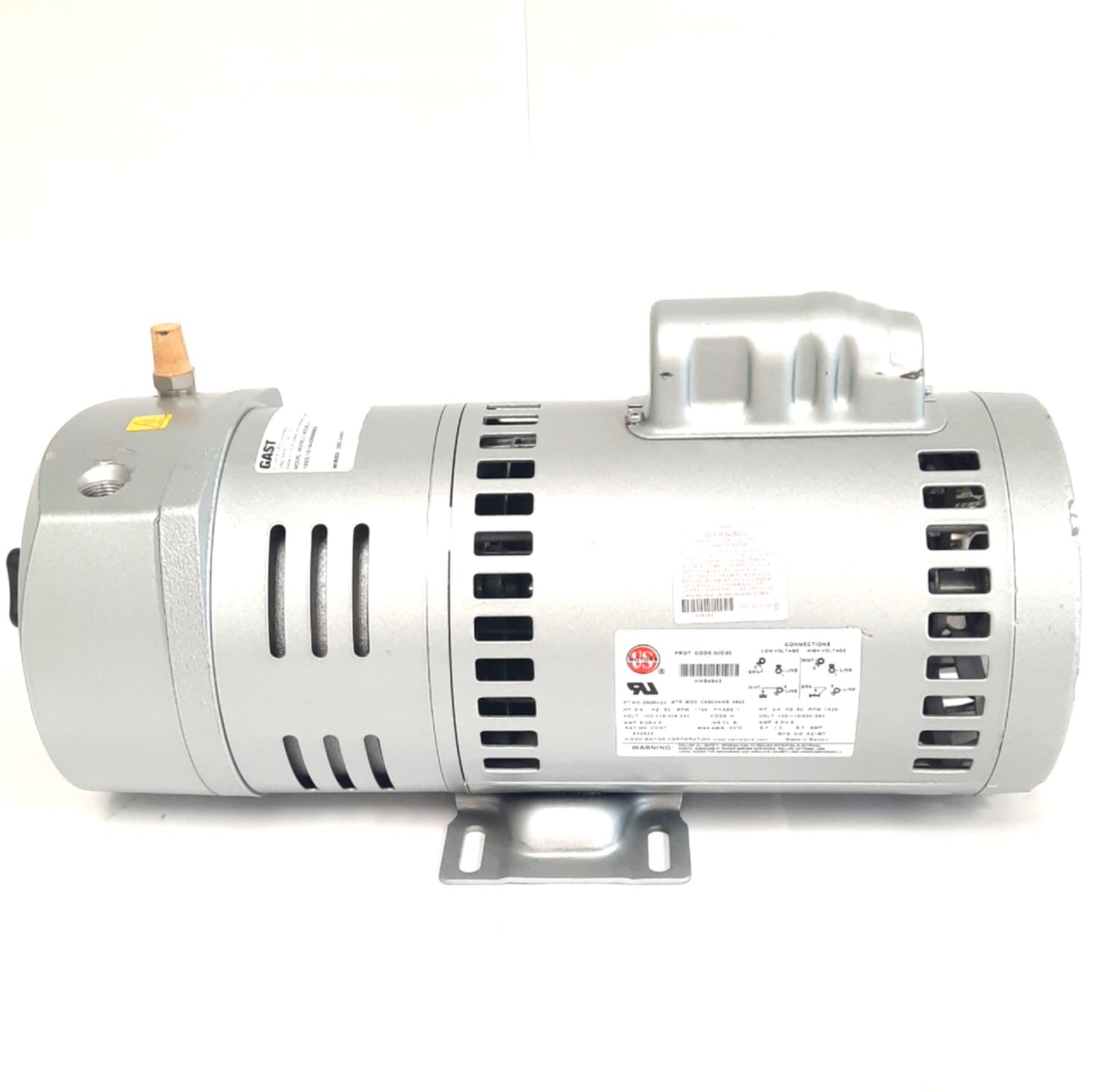 Used GAST 1023-101Q-G608NEX Rotary Vane 0.56kW 26.5inHg 8.3-10CFM 3/8"NPT 115/230VAC