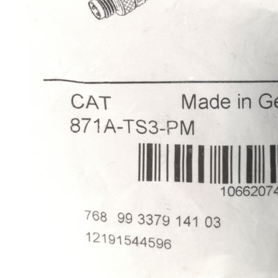 New Allen Bradley 871A-TS3-PM Ser B Pico 3 Pin Male Connector, M8, 60V 4A, PG7