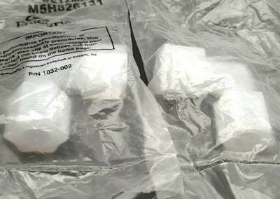 New Lot of 2 Entegris UE12MN Integral Ferrule Elbow Union, 12mm Ferrule, 1 3/16" Hex