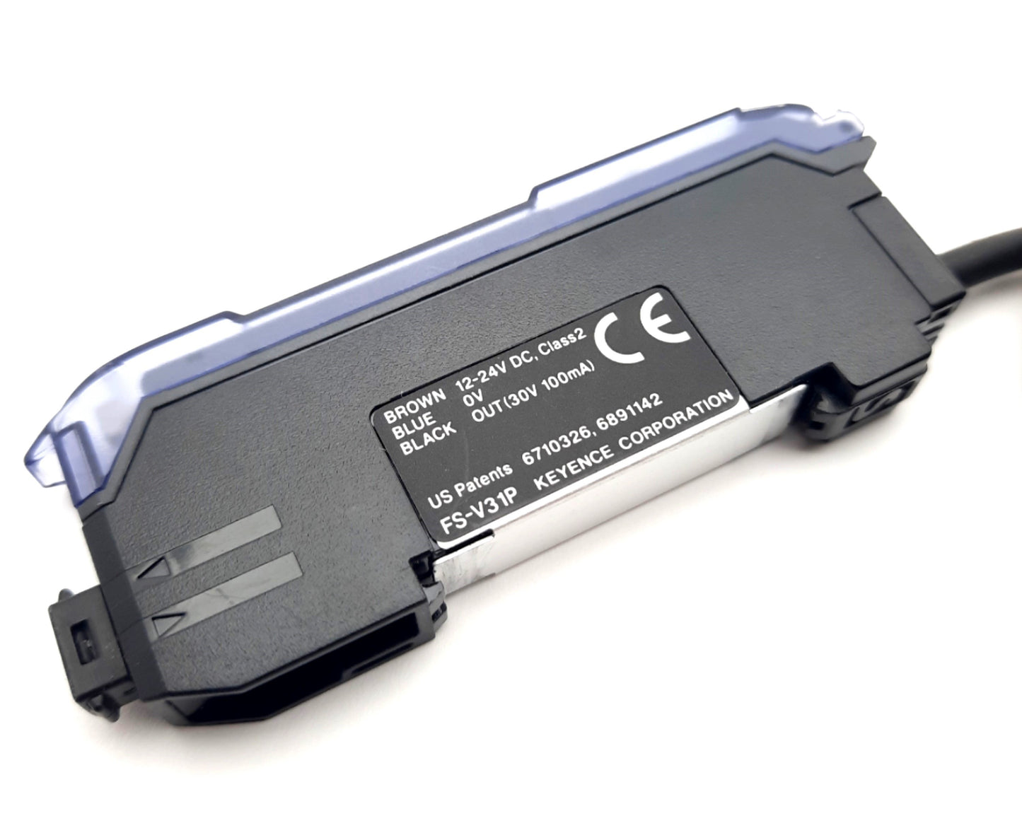 Used Keyence FS-V31P Fiber Optic Amplifier, PNP, 1 Output, 640nm, 12-24VDC DIN Rail