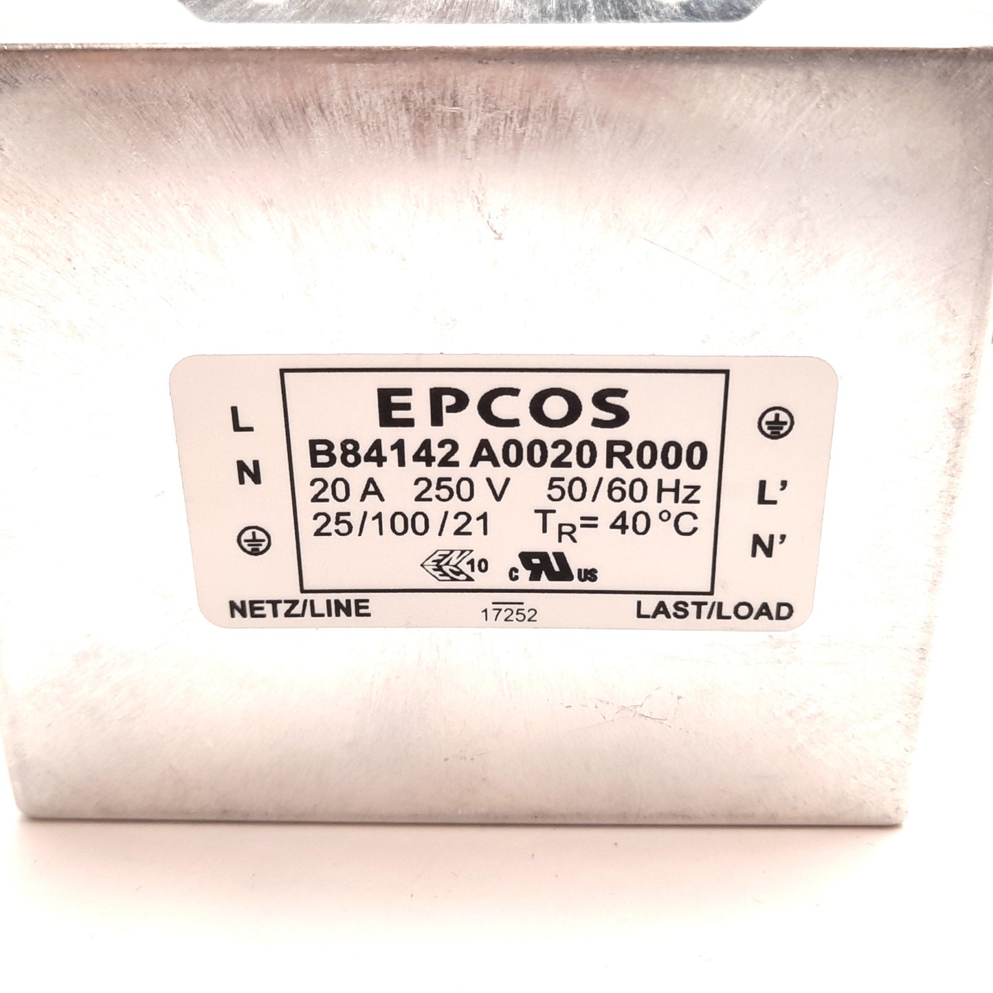 Used Epcos B84142A0020R000 Power Line Filter, Rating: 250V 50/60Hz 20A