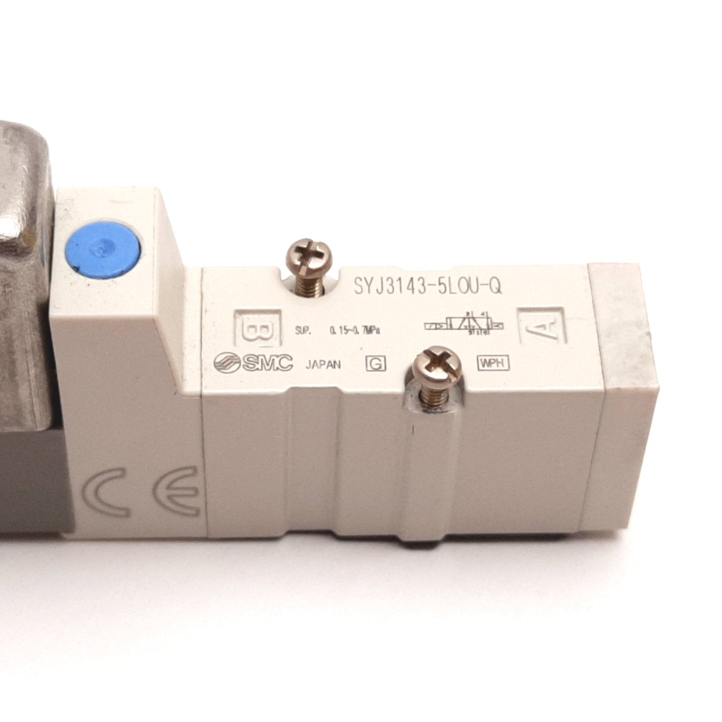 Used SMC SYJ3143-5LOU-Q Solenoid Valve, 2-Position 5-Port, 24VDC, 0.15-0.7MPa