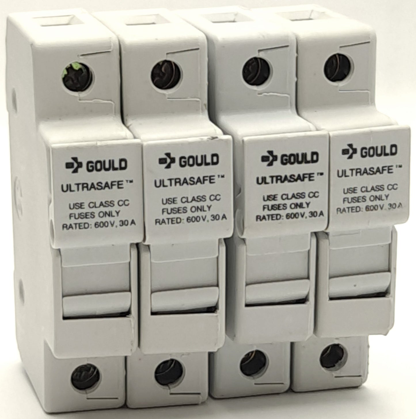 Used Lot of 4 Gould Ultrasafe USCC1 Fuse Holder, Single Pole, Rated: 600V, 30A
