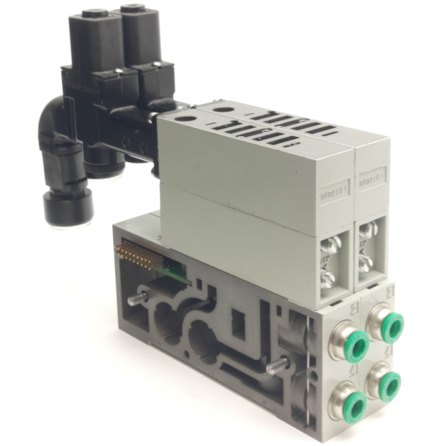 Used Lot of 2 Numatics 051RS100JP16W00 Regulator & Manifold Port 1 Pressure w/Gauge